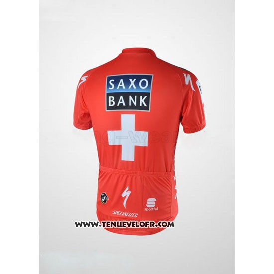2010 Maillot Ciclismo Saxo Bank Champion Suisse Manches Courtes et Cuissard
